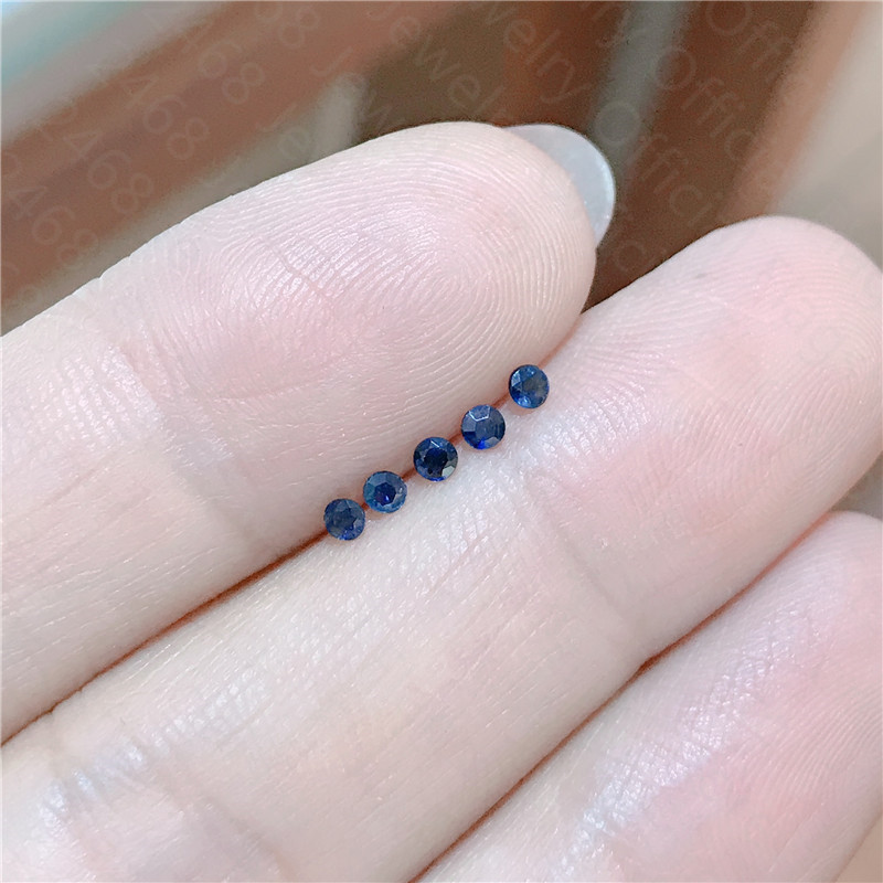 5 Natuurlijke Saffier Losse Stenen, Ronde Gem Vorm, Gem Maat 2Mm