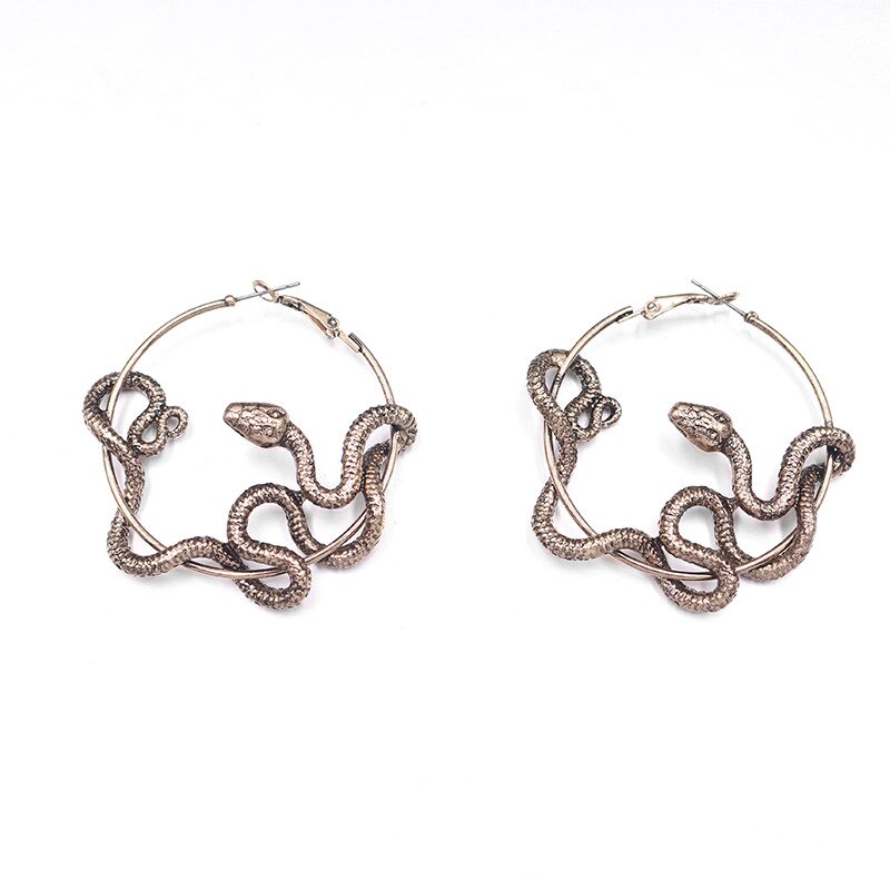 Punk big snake hoop øreringe vintage crazy twining slanger øreringe kvinder dyr vedhæng statement øreringe smykker: Bronze