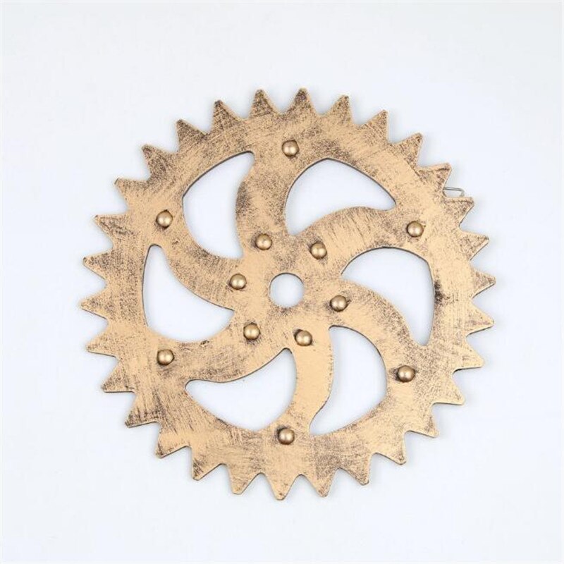 Date rétro Style industriel en bois engrenage décoratif roue engrenage ornements Art Bar café maison tenture murale décor artisanat: Gold 24cm 6 hook D