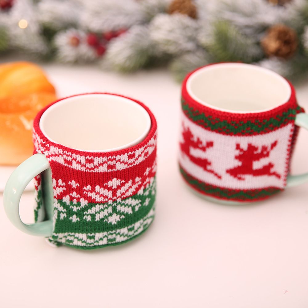 Tasse à café en laine tricotée, 1 pièce, ensemble confortable, pour le thé, en tricot Jacquard, bouteille en céramique, sac à manches en verre, verres, de fête