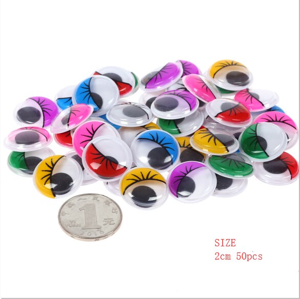 Beweegbare Zelfklevende Ogen Creatieve Hand Diy Met Wimper Kralen Bevestigd Zwart Wit Oog Klei Accessoires Kid Hand Materiaal: 2cm 50pcs