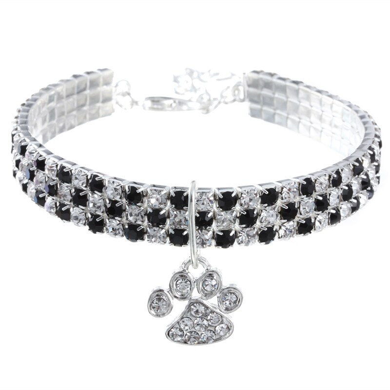 1Pc mignon cristal chat chien collier strass ligne extensible collier pour animaux de compagnie strass accessoires chaton colliers fournitures pour animaux de compagnie