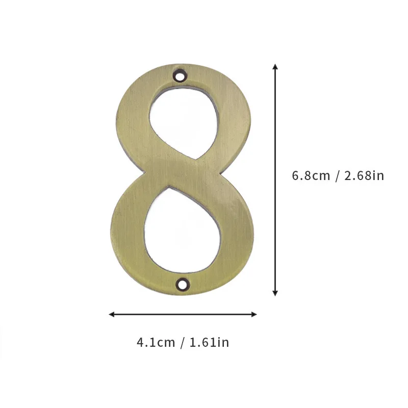 7cm Bronze House Number Sticker backside Metal Doorplate Home Door Plaque Numbers Sign For Mailbox Street: Gold