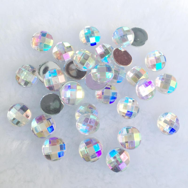 40Pcs 10Mm Ab Kleur Ronde Strass Acryl Plaksteen Strass Kristal Stenen Voor Sieraden Ambachten Kleding Decoraties