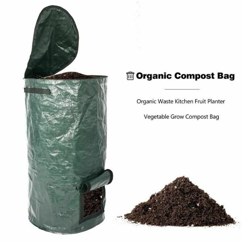 Collapsible Garden Yard Compost Bag with Lid Organic Ferment Waste Composter 97BB