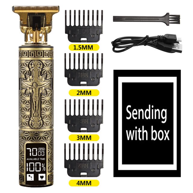 Tondeuse à cheveux professionnelle 2022 T9 0mm pour hommes, rasoir électrique pour barbe et barbier, Machine pour couper les cheveux: Jesus LED