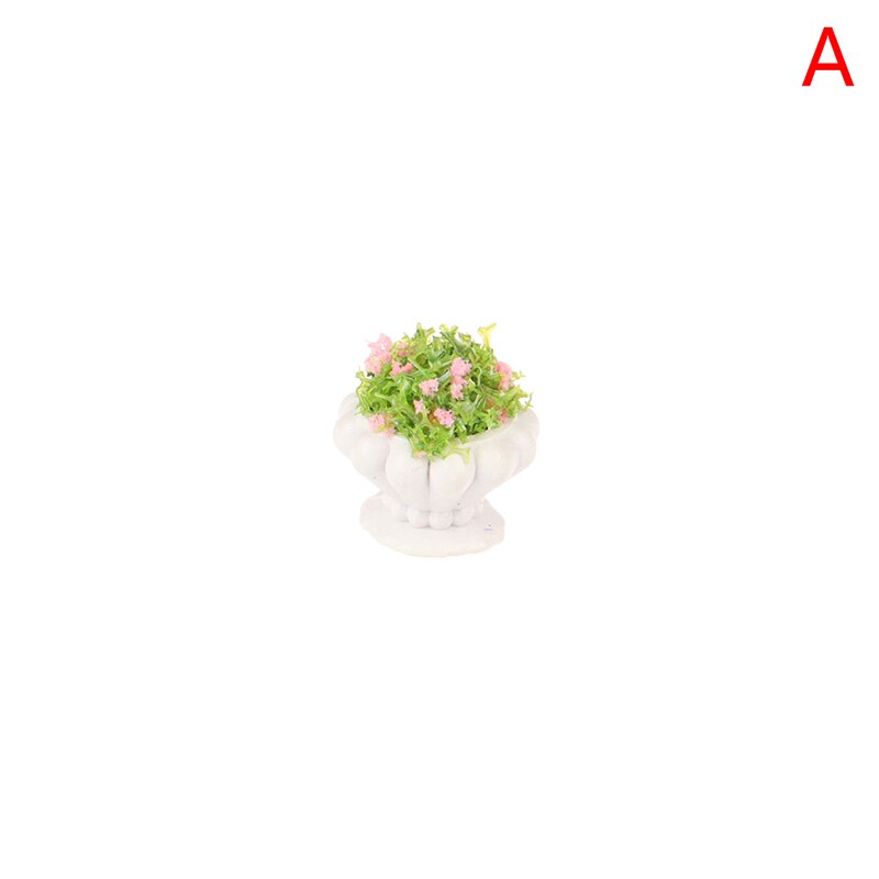 1:12 Dollhouse Miniature Green Plant In Pot Model Garden Decor Accessories Simulation Furniture Toys: A