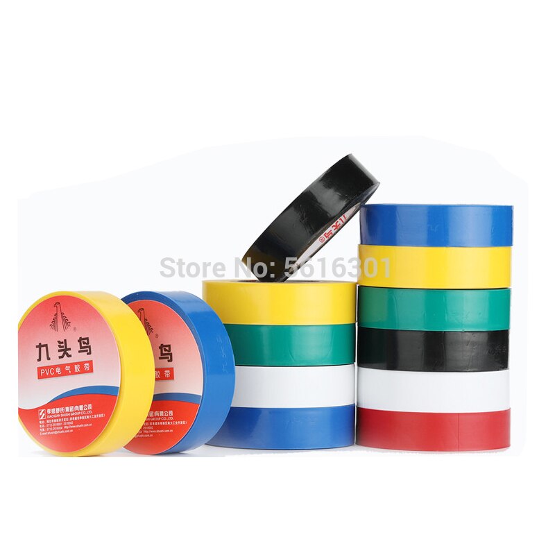 10 Uds cinta eléctrica de Color PVC resistente al desgaste retardante de llama cinta aislante eléctrica sin plomo cinta de color de tubo impermeable