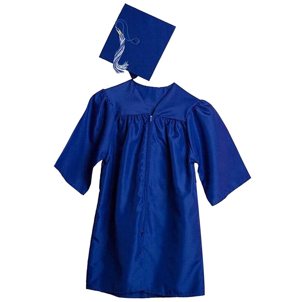 Children Bachelor Costumes School Students Uniform Kid Graduation Gown Girls Dress set with Hat Baby Performance Clothes#A3: Blue / S