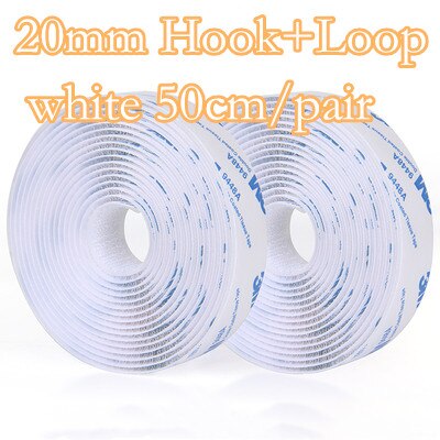 Mocne rzepy zapięcie samoprzylepne taśma haczyk i pętla nylonowa naklejka magiczne rzepy klej z klejem do majsterkowania 16 ~ 110mm 50cm: 20mmwhite 1pair 50cm