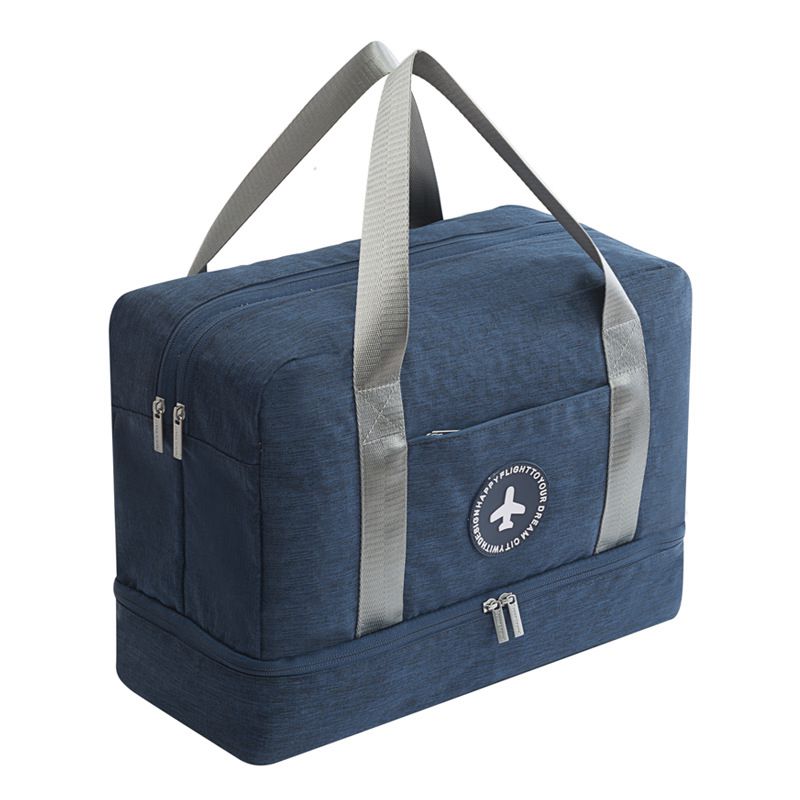 Cationic Fabric Waterproof Travel Bag Large Capacity Double Layer Beach Bag Portable Duffle Bags Packing Cube Bags S2140: Deep Blue