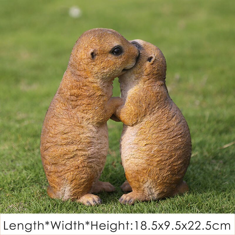 Udendørs haveindretning skulptur mor barn kanin statue simulation egern harpiks dekoration græsplæne have landskab skulptur: G