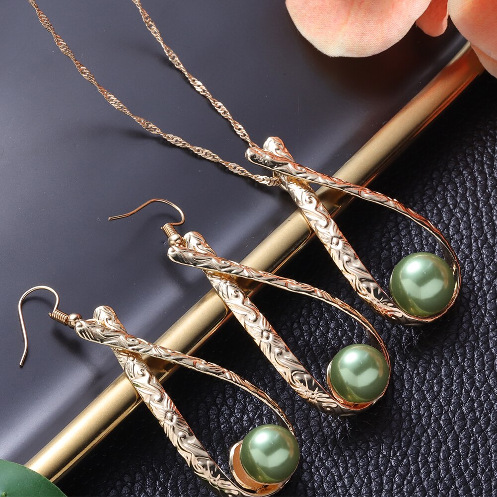 Cring Coco Hawaiian Jewelry Sets Polynesia Earrings Chocolate Color Pearl Water Pendent Necklace Set for Women Mom: ZH0726GOOG