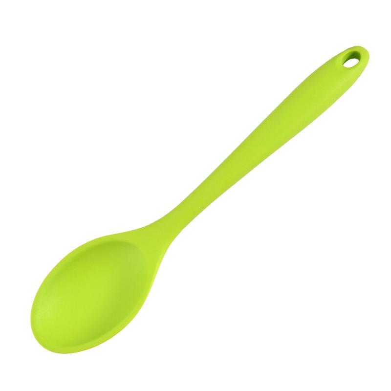 1 stücke Silikon Löffel Nicht-Stick Oval Esslöffel Geschirr Reis Pfannen Rühren Abendessen Scoops Küche Liefert Kochen Werkzeug: Green