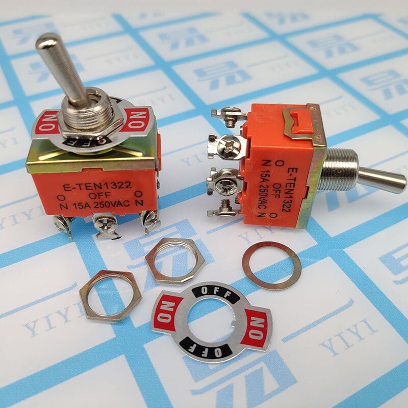 E-TEN1322 Double Pole Double Throw Toggle Switch Power Supply Shaking Rocker Switch Toggle Switch 6-pin 3 Gear Switch