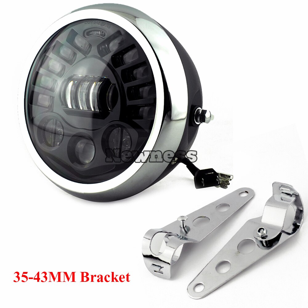 7 inch Universal Cafe Racer Round Motorcycle LED Head lamp Headlamp Distance Light Refit 7 " Motorcycle Headlight Cafe Racer: 35-43mm Bracket