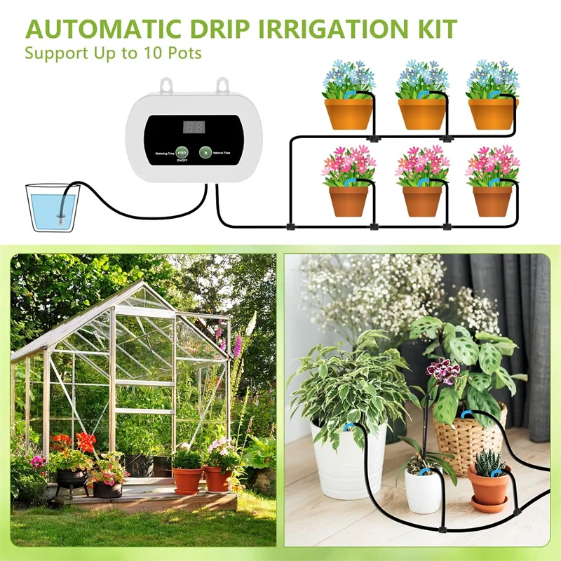 Kit de riego por goteo para plantas en maceta, sistema de riego automático para jardín, balcón, invernadero, bricolaje