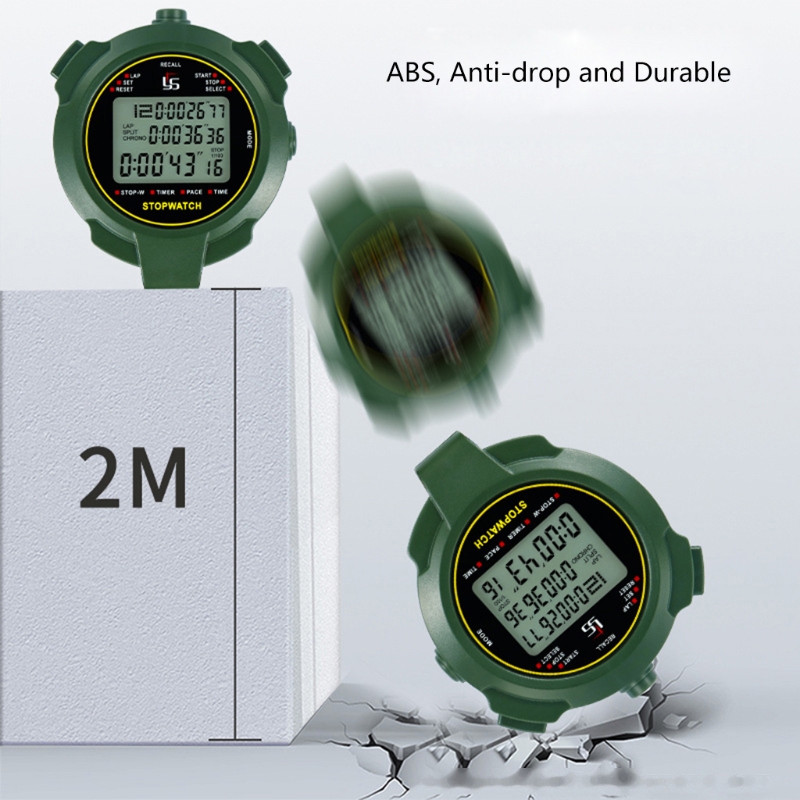 Digital Stopwatch Timer Handheld LCD Chronograph Shock Resistant Sports Fitness Coaches &amp; Referees