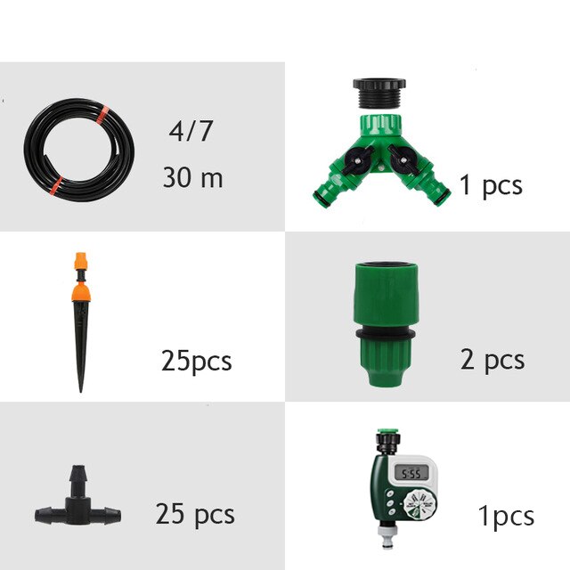 Automatic Mini-home Drip Irrigation Kit system With Smart Controller Sprinkler, Bonsai, Garden, Courtyard Lawn: 30M and Timer