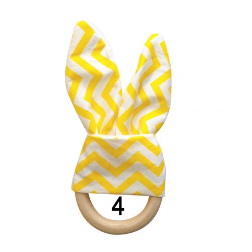 1Pcs Baby Bijtring Houten Ring Baby Bunny Oor Bijtring Kinderziektes Speelgoed Veilig Rustgevende Chew Douche Dental Oefening Speelgoed: 4