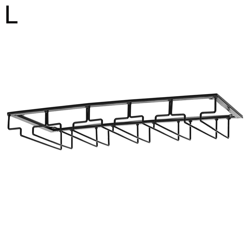 Wine Glasses Holder Bartender Stemware Hanging Rack Under Cabinet Stemware Organizer Glass Goblet Iron Rack: Black L