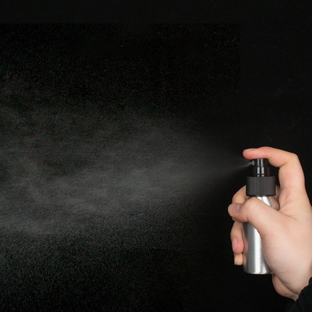 5Pcs 50Ml Aluminium Spray Fles Met Zwarte Sproeier Hervulbare Container Aluminium Spray Fles