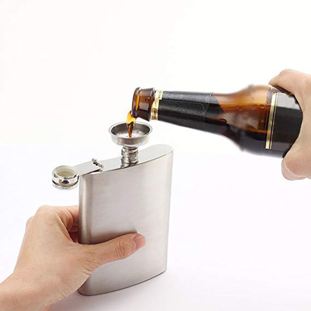 Botella de acero inoxidable para bebidas, frasco con tapa para licor, Whisky, Alcohol, embudo, , 1 ud.,