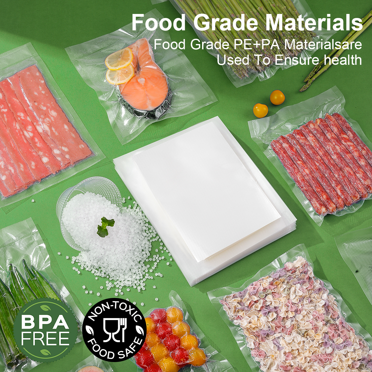 Bolsas de vacío de cocina para sellador al vacío de alimentos, máquina de embalaje, bolsa de almacenamiento de alimentos, accesorios de cocina sin BPA, 100 unids/lote