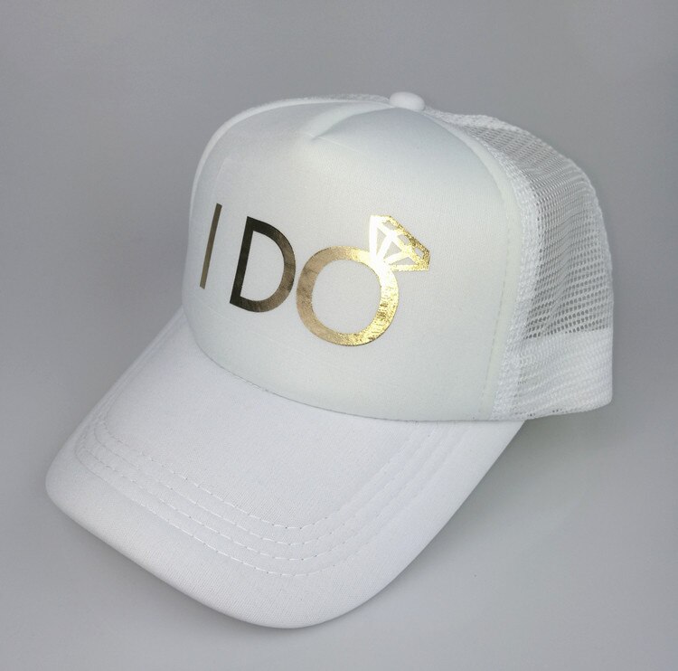 C &amp; Fung I Do Crew-gorros de camionero con letras doradas, sombrero de malla con letras I DO, para boda, novia, escuadrón, favores de nupcial, sombrero de equipo, de dama de honor