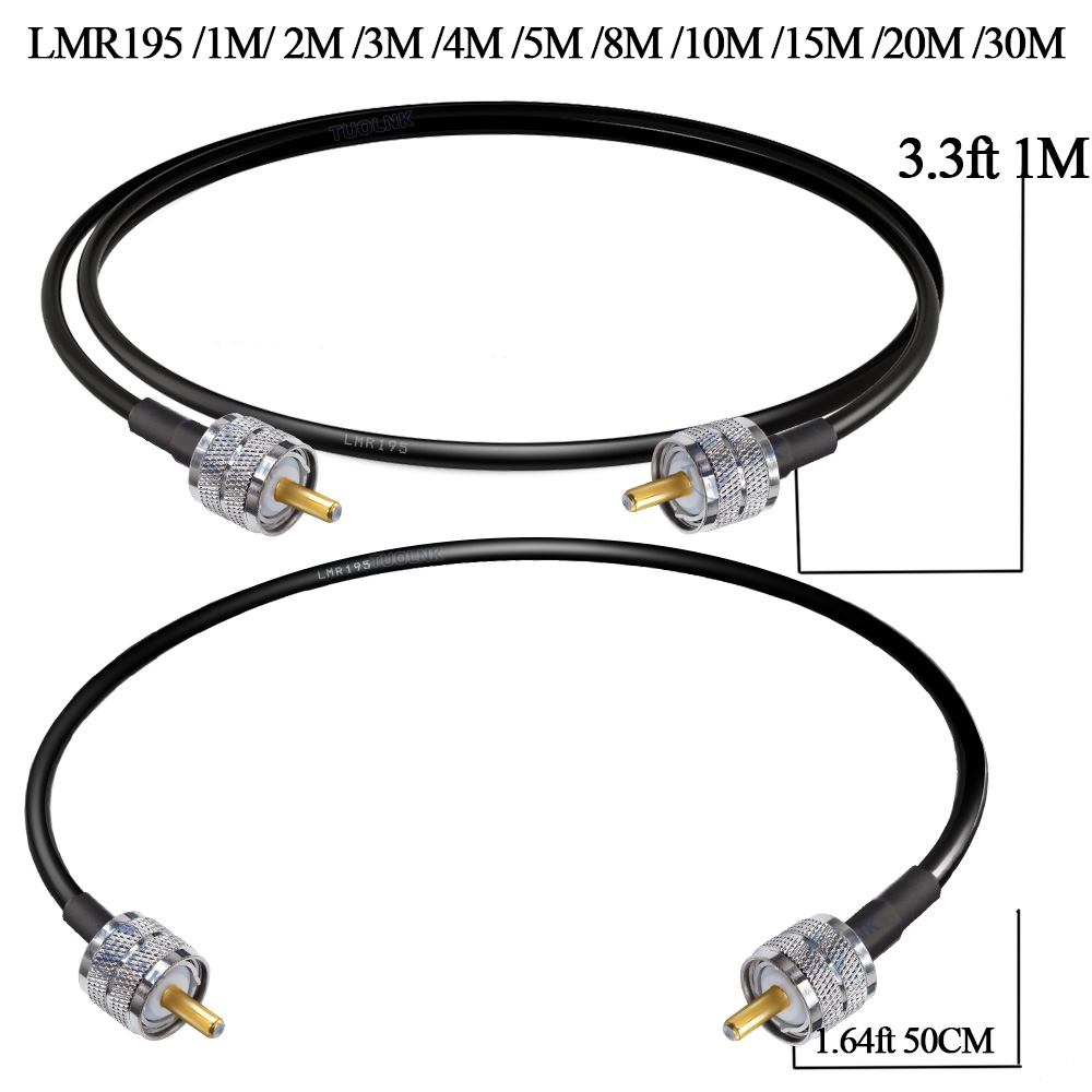 Conector macho/hembra UHF PL259 LMR195 Cable Coaxial RF 50ohm PL259 LMR195 Cable Coaxial de puente de antena