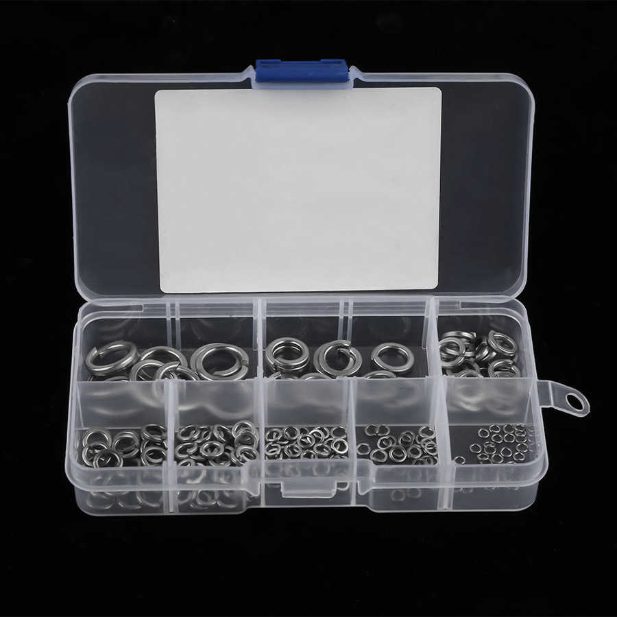Metal Washer Kit 180pcs M2-M10 Stainless Steel SS304 Spring Washer Assortment