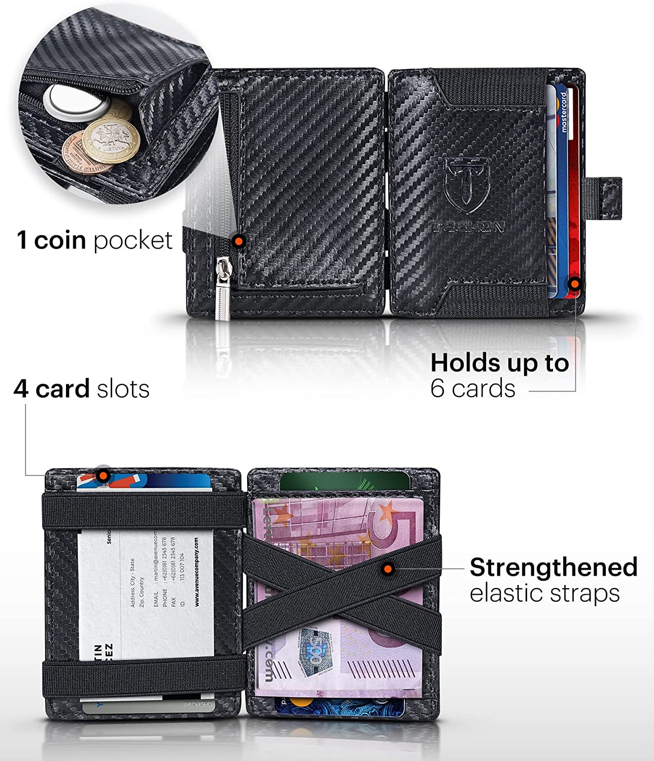 Slim Mini Wallet With Zipper, RFID Blocking Men's Wallet, Short Leather Credit Card Holder Coin Purse