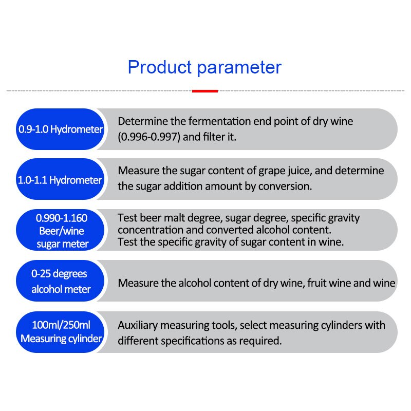 100/250ml/ measuring cylinder hydrometer home brewing equipment tool measuring alcohol content wine measuring sugar content