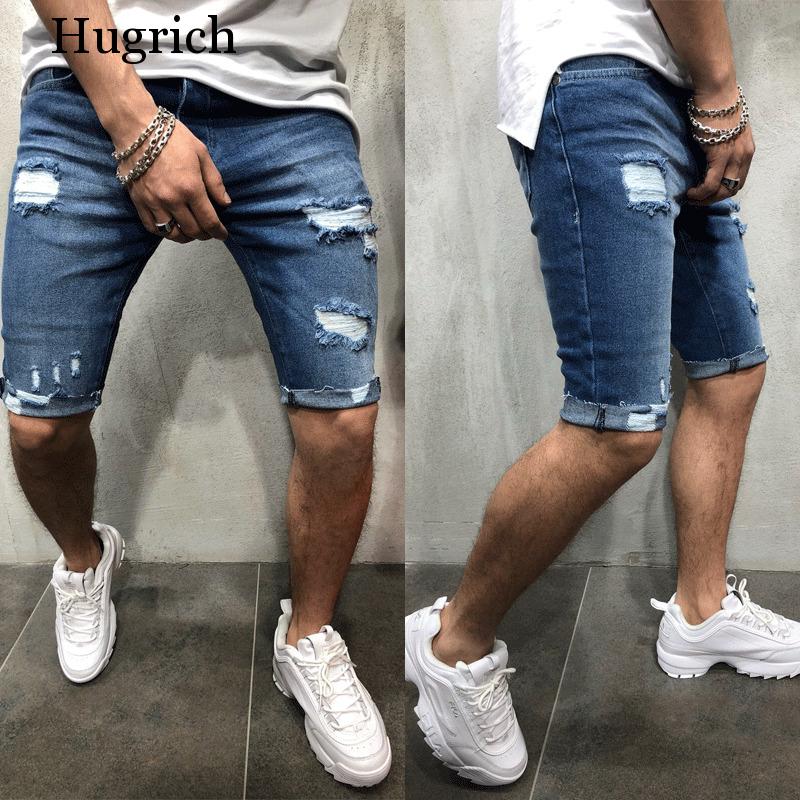 Mens Denim Chino Shorts Super STRETCH Skinny Slim Summer Half Pant Cargo Jeans