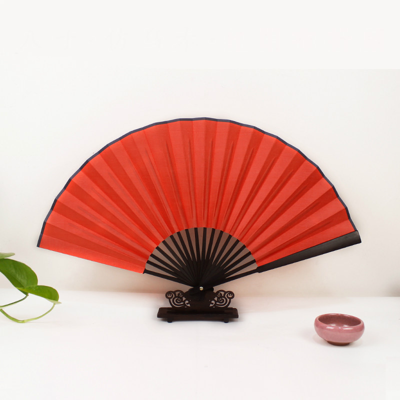 Artist DIY Silk Folding Fans Colorful Bamboo Hand Fan Ventilateur Calligraphy Ink Painting DIY Cloth Fans with Golden Spots: light green / 5.7 inches