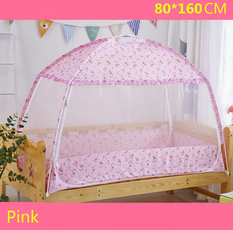 Opvouwbaar klamboe in meerdere maten voor kinderen, zomerluifel voor babybedje, anti-muggentent, mongoolse yurt, klamboe: Roze -80 x 160cm