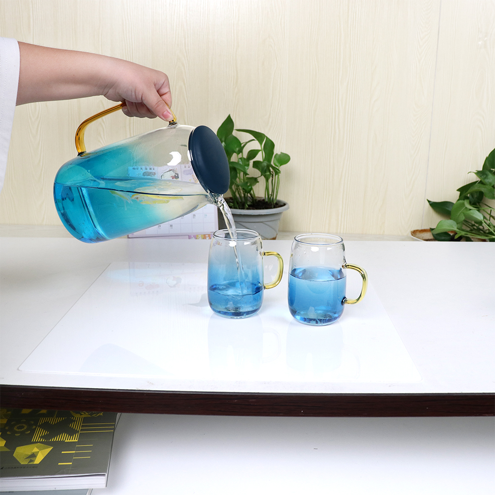 Home Glass Kettle Color Changing Teapot Glass Cold Kettle with Handle Boiling Cold Drink Kettle Heat Resistant Glass kettle