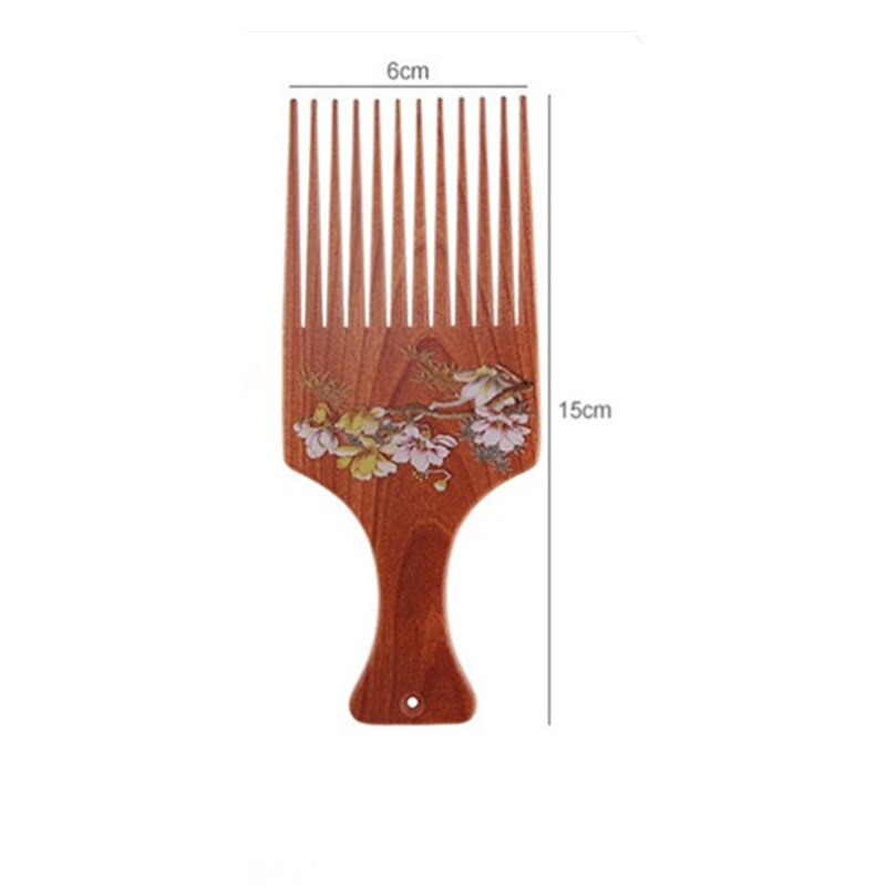 Brosse à cheveux en bois à dents larges, peigne à choisir, fourchette, peigne à insérer, équipement pour cheveux bouclés Afro, outils de coiffure, 1 pièce: 3