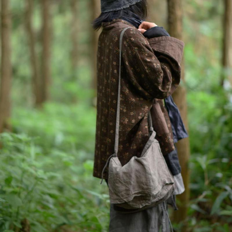 Johnature Vintage Literatuur En Kunst Vrouwen Linnen Tas Grote Capaciteit Handgemaakte Contrast Stiksels Leisure Doek Schoudertassen