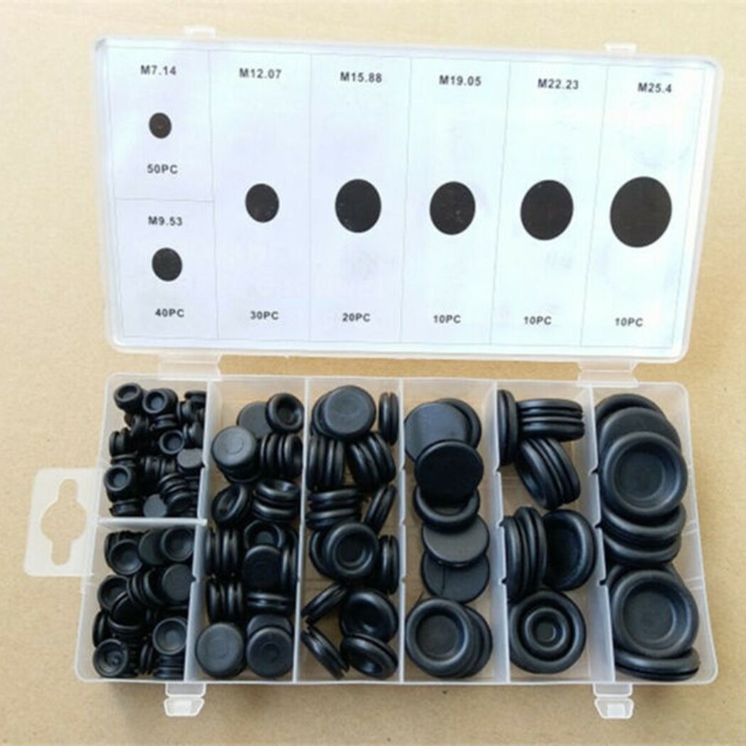 Black Hole Plug 170pcs Rubber Firewall Hole Plug Car Electrical Gasket