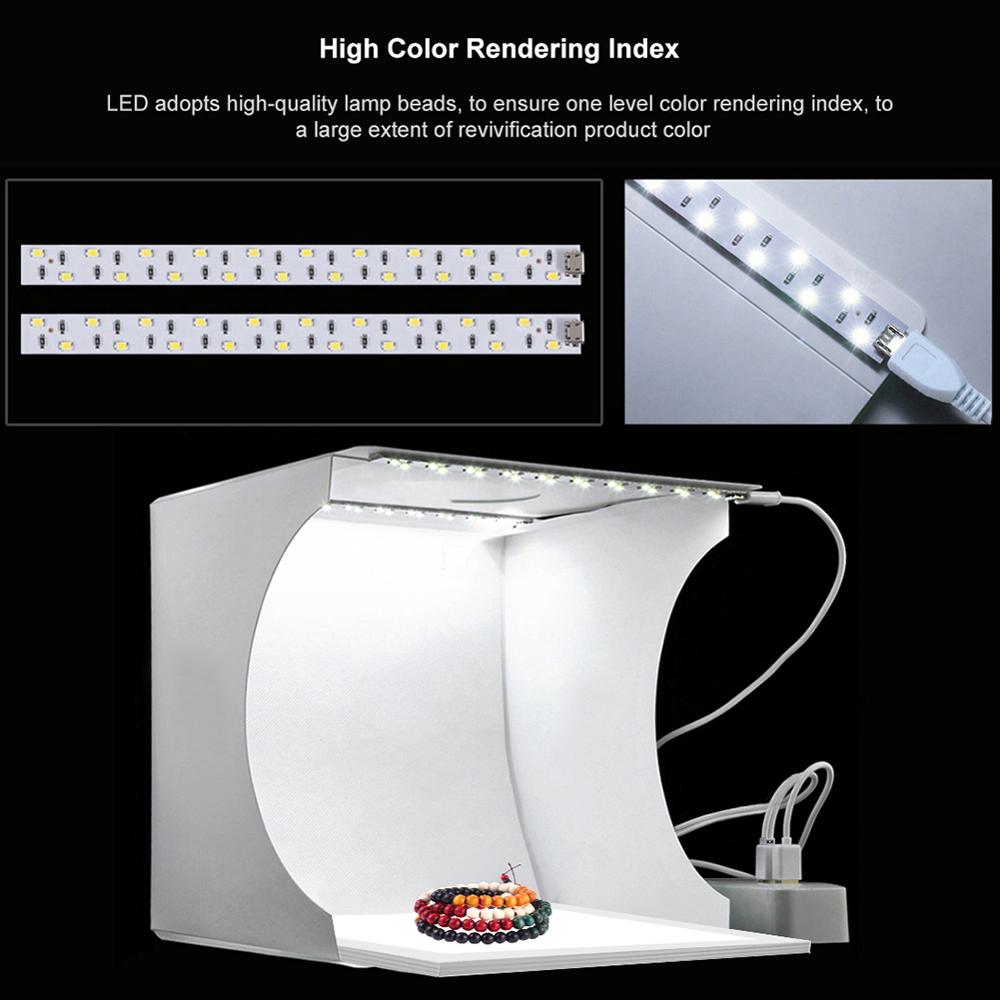 Portable Folding Ring LED Light Room Lightbox Photography Photo Studio Light Tent Soft Box Backdrops for Digital DSLR Camera