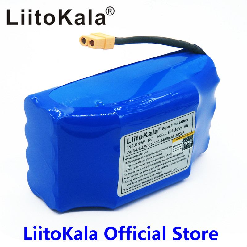 Liitokala 36v genopladelig li-ion batteripakke 4400 mah 4.4ah li-ion celle til elektrisk selvbalancerende scooter hoverboard encykel