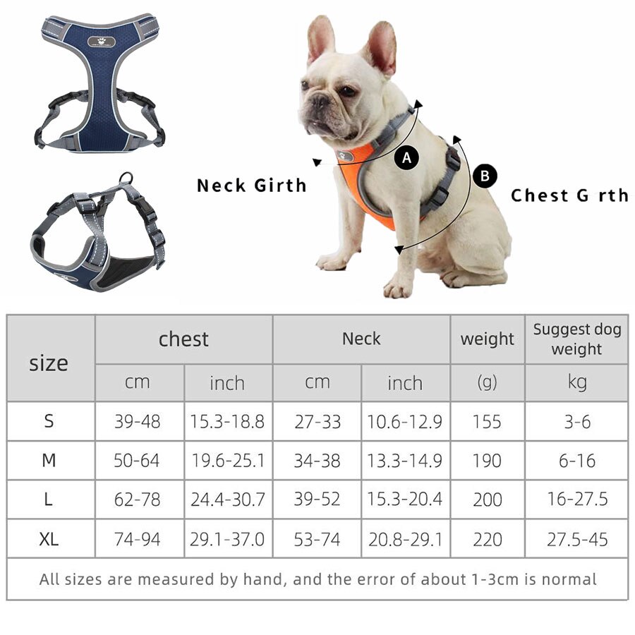 Dog Harness Vest Breathable No Pull Dog Training Harness Adjustable Reflective Harness small dog Pug Labrador Walking Training