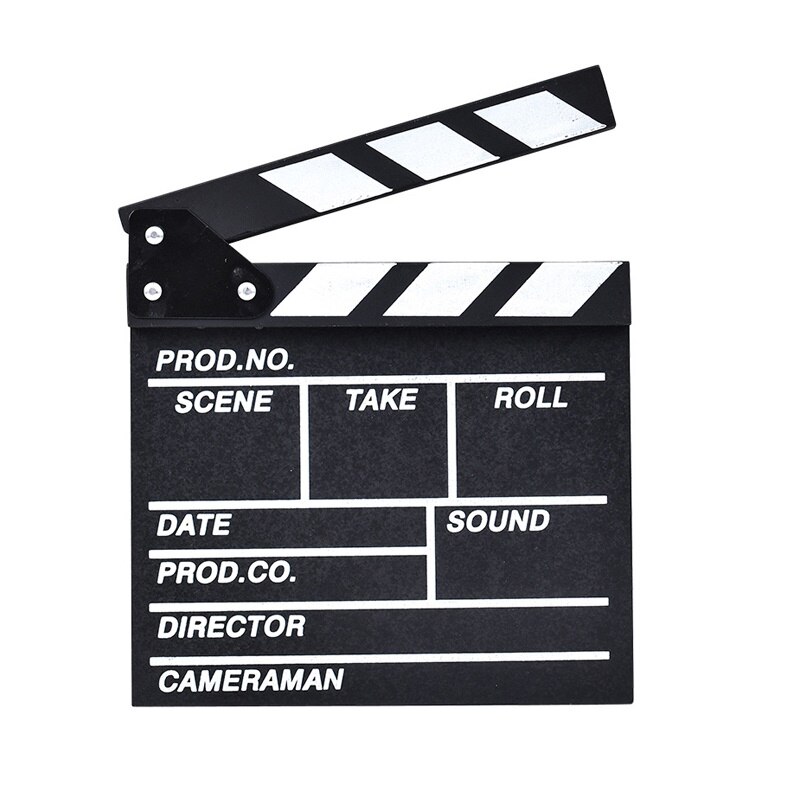 Film clapperboard træ instruktør video scene clapperboard tv film clapperboard film skiferskåret rekvisit 20 x 20cm: Sort