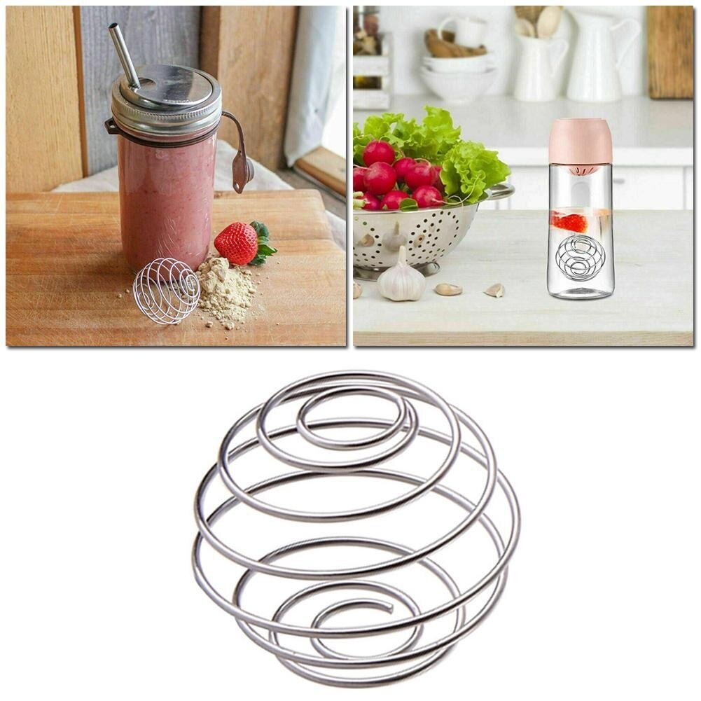 1Pc en acier inoxydable boule d'agitation mélangeur mixte bouteille mélange Gadgets protéine jus Fitness bouteille mélangeur lait boisson ensemble barre N3X2