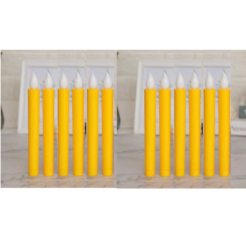 12 Pieces Beige/Yellow/Red Church LED Candles,Battery Operated Flameless Flickering Candle Light For Wedding: yellow no holder