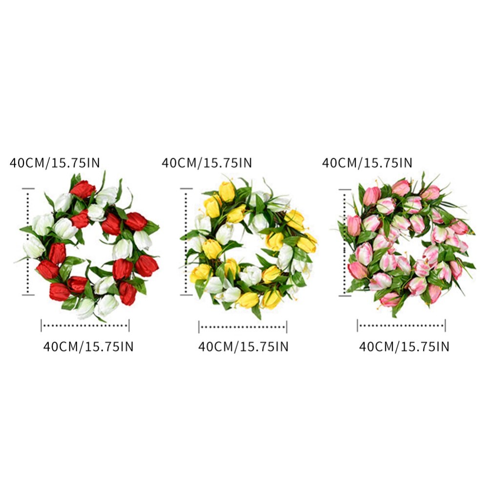 Spring and Summer Simulation Garland Porch Yard Wedding Wreath Tulip Forest Home Front Door Wall Rattan Circle Garlands Decor