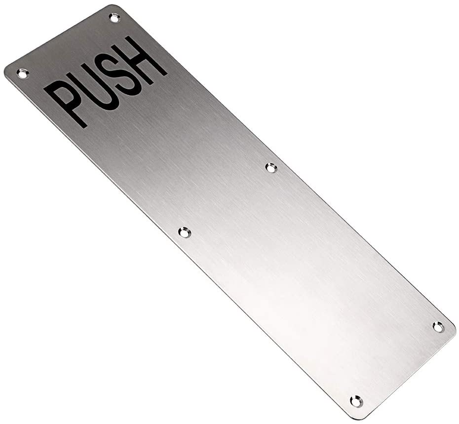IMPEU Stainess Steel Door Handle, Pull and Push Plate Silver Brushed, for Home/Office/Warehouse/Public Places/Commercial Places