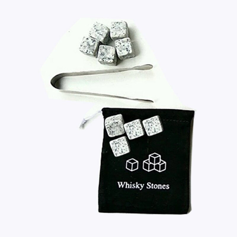 9Pcs Whisky Ice Stones with Wooden Box& Velvet Bag Wine Drinks Cooler Cubes Whisky Stone Granite Pouch Reusable Cubes Granite: Spot no box