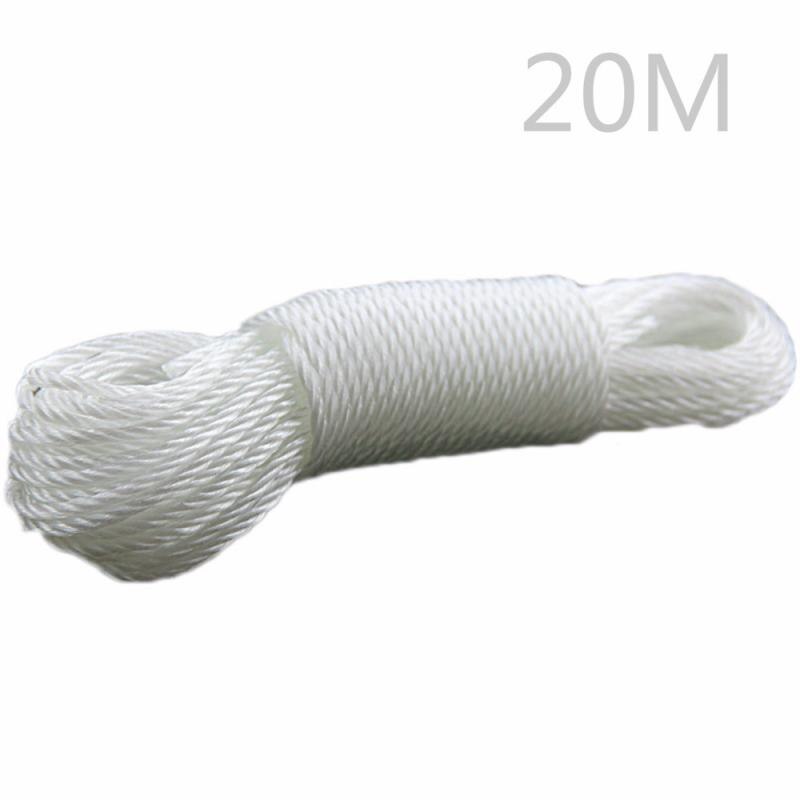 10m/20m Clotheslines Long Colored Nylon Rope Climbing Traction Tying Shade Net Rope Clothesline Garden Supplies: 20m white